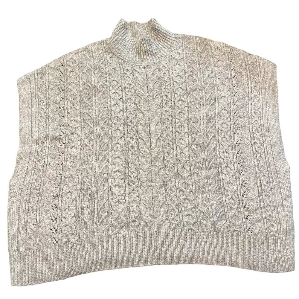 RACHEL ZOE 1X Plus Size Light Gray Cable Knit Soft Oversize Sleeveless Sweater